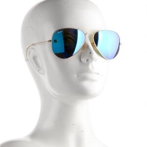 Great condition- avaitor gold rim with blue mirror sunglasses